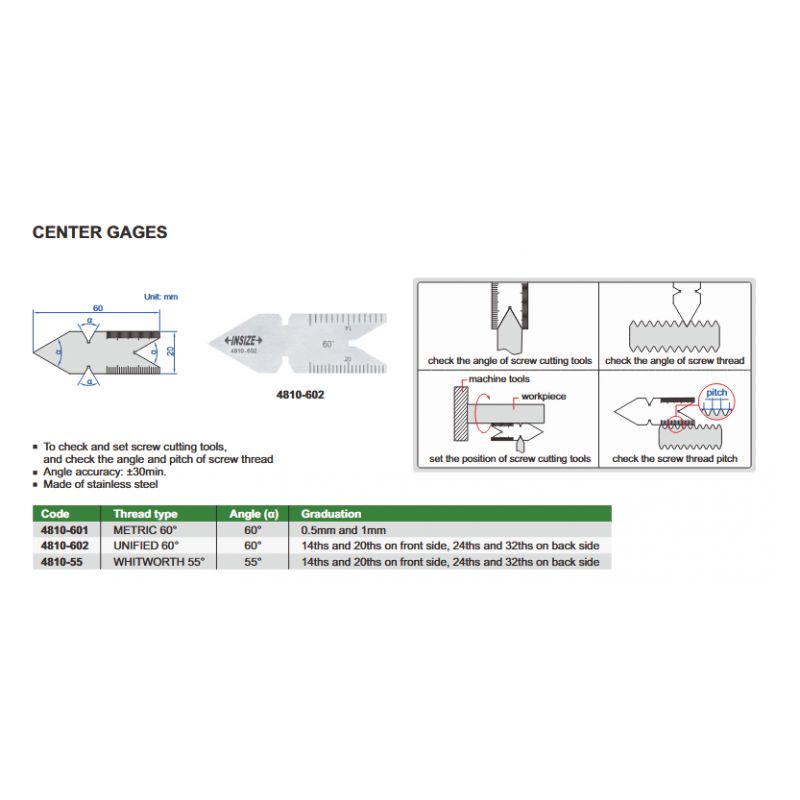 Center Gauge, Metric 60 Price