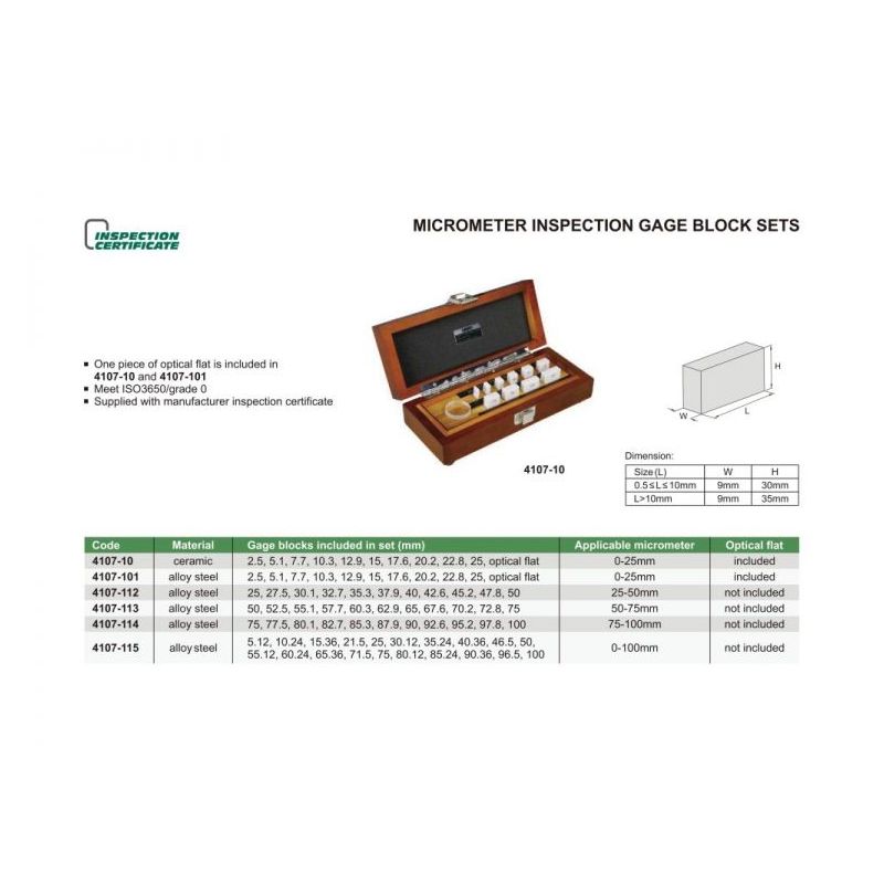 Set etalona za ispitivanje mikrometra 25-50 mm, čelični, Insize Cijena