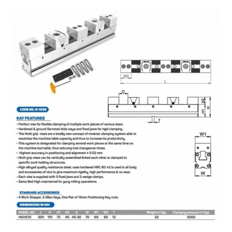 Strojni škripac Multigrip s nazubljenim kliznim stazama MGVS70, nicon Cijena