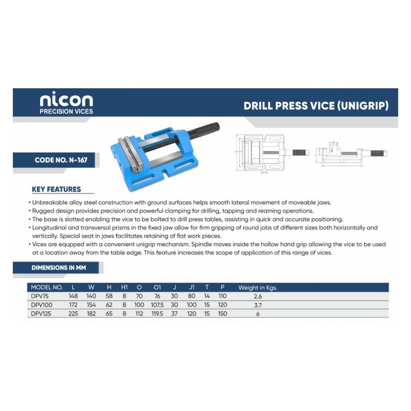 Škripac za bušilice (unigrip) DPV125, nicon Cijena