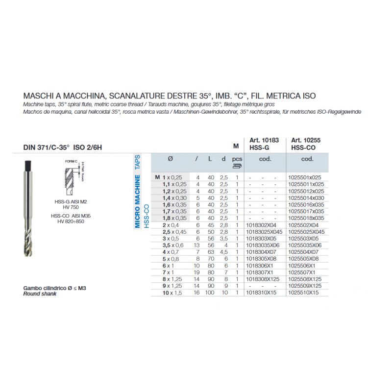 Spiralni strojni ureznik, M3x0,5, HSS-G, Krino Cijena