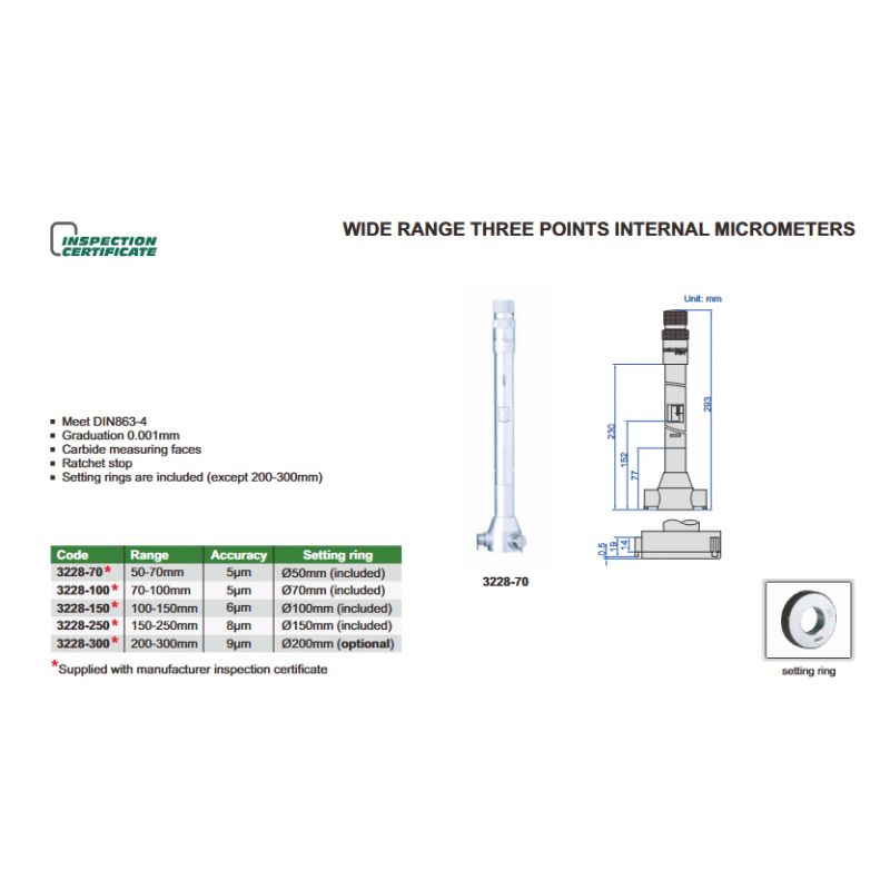 Štapni mikrometar za unutarnje mjerenje u 3 točke, 70-100 mm Cijena