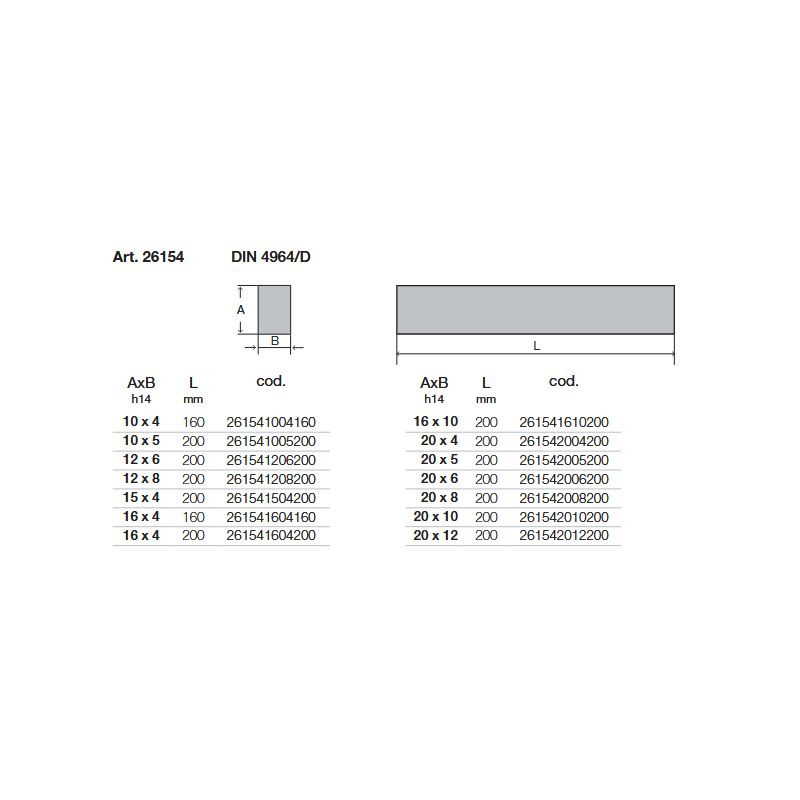 Tool bits HSS-Co10% 12x8 mm L=200 mm, Krino Price