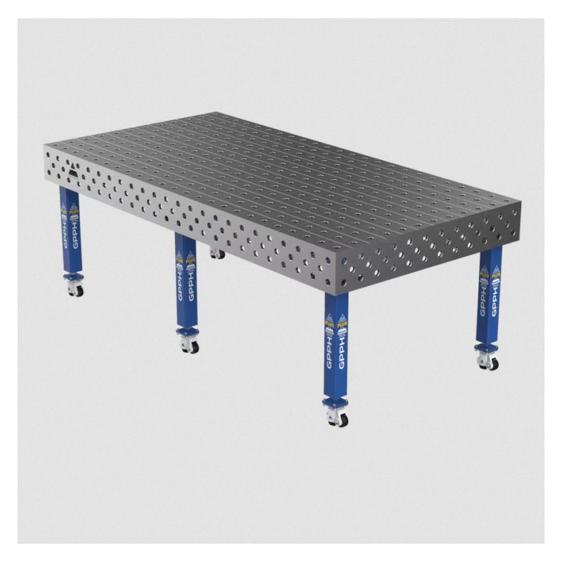 Stol za zavarivanje 2400x1200 mm, 3D, Nitrirani, D28 mm, 100x100 mm, s kotačima, GPPH PLUS Cijena