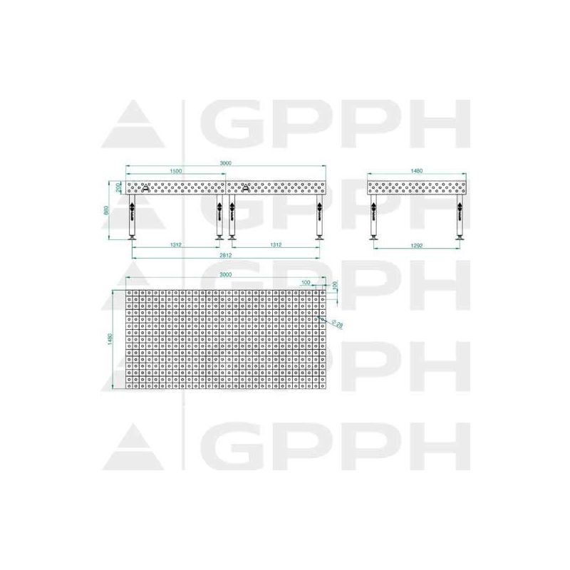 GPPH PLUS Welding table on foot 3000x1480 mm fi 28 mm 100x100 grid Price