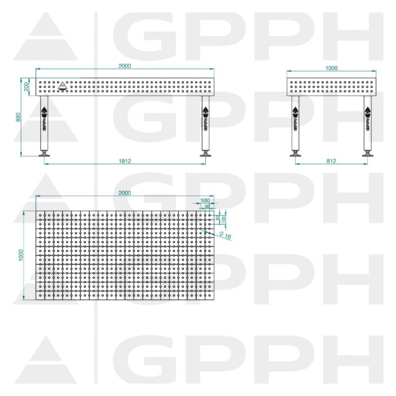 Stol za zavarivanje PLUS 2000x1000, D16mm, 50X50, GPPH Cijena