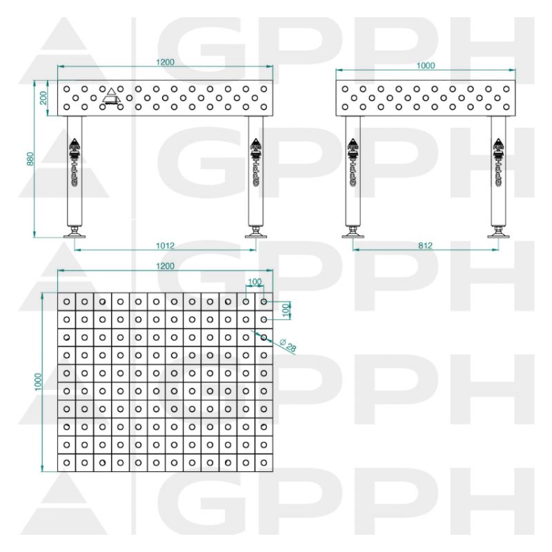 Stol za zavarivanje PLUS 1200x1000 mm, 3D, D16 mm, 50x50 mm, GPPH Cijena