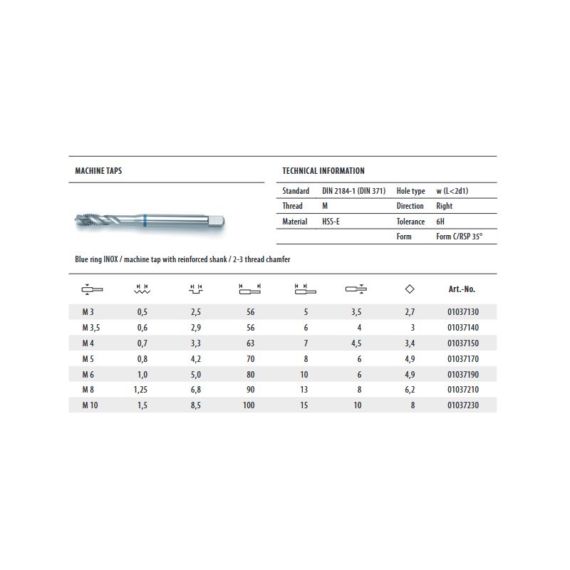 Strojni ureznik, DIN 371, C/RSP35, HSSE, M3, GSR Cijena