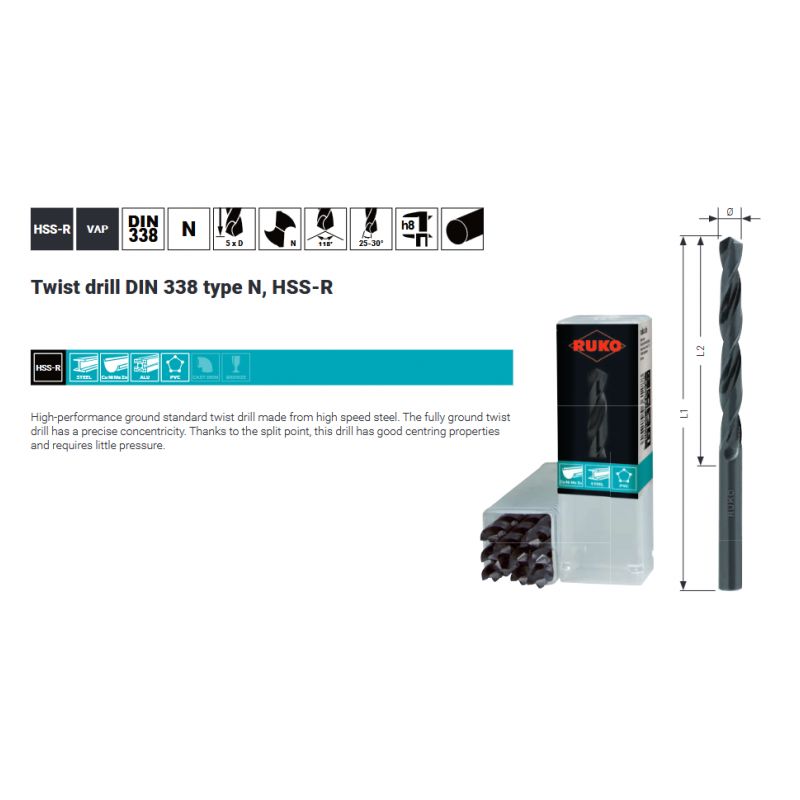 Svrdlo Ø1,0 mm, HSS-R, DIN338, RUKO Cijena