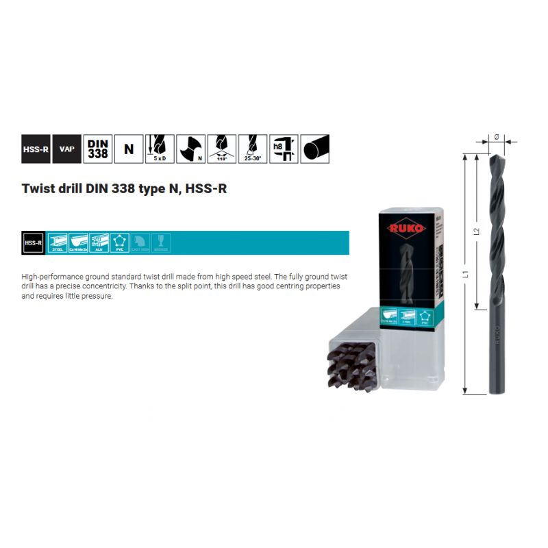 Svrdlo Ø7,3 mm, HSS, DIN338, RUKO Cijena