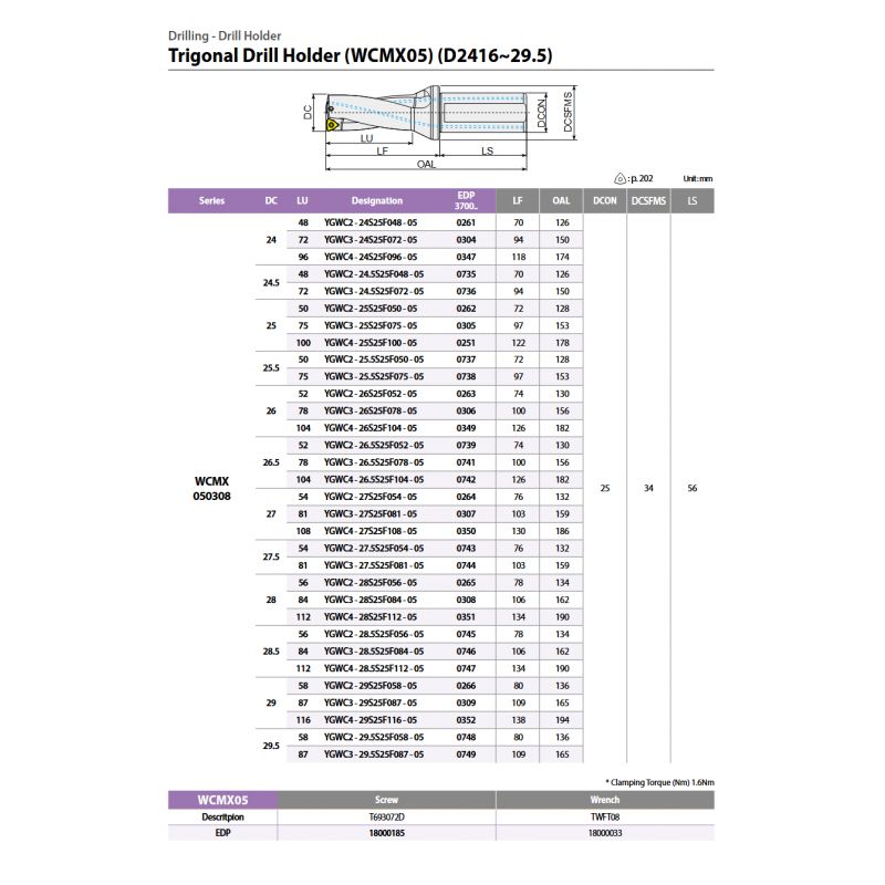 General Drill Holder YGWC3-28S25F084-05, fi 28 mm, YG-1 Price