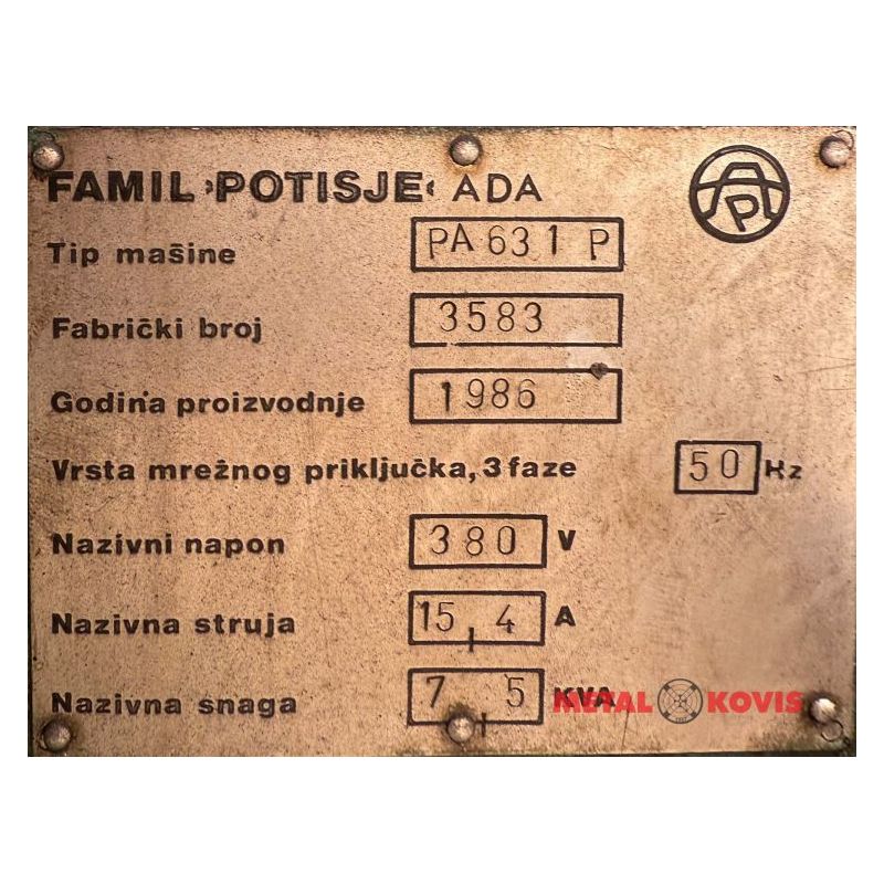 Tokarski stroj ADA Potisje PA 631P x 3000 mm Cijena