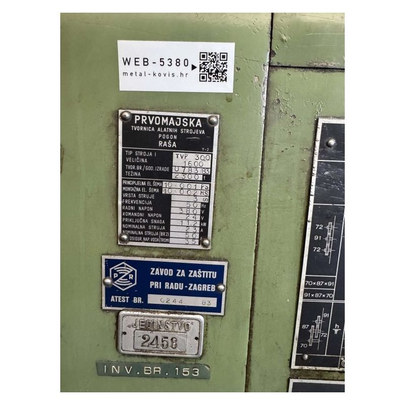 Tokarski stroj Prvomajska TVP-300x1600 Cijena