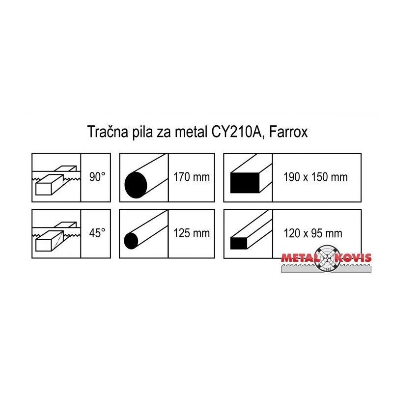 Tračna pila za metal CY210A, Farrox Cijena