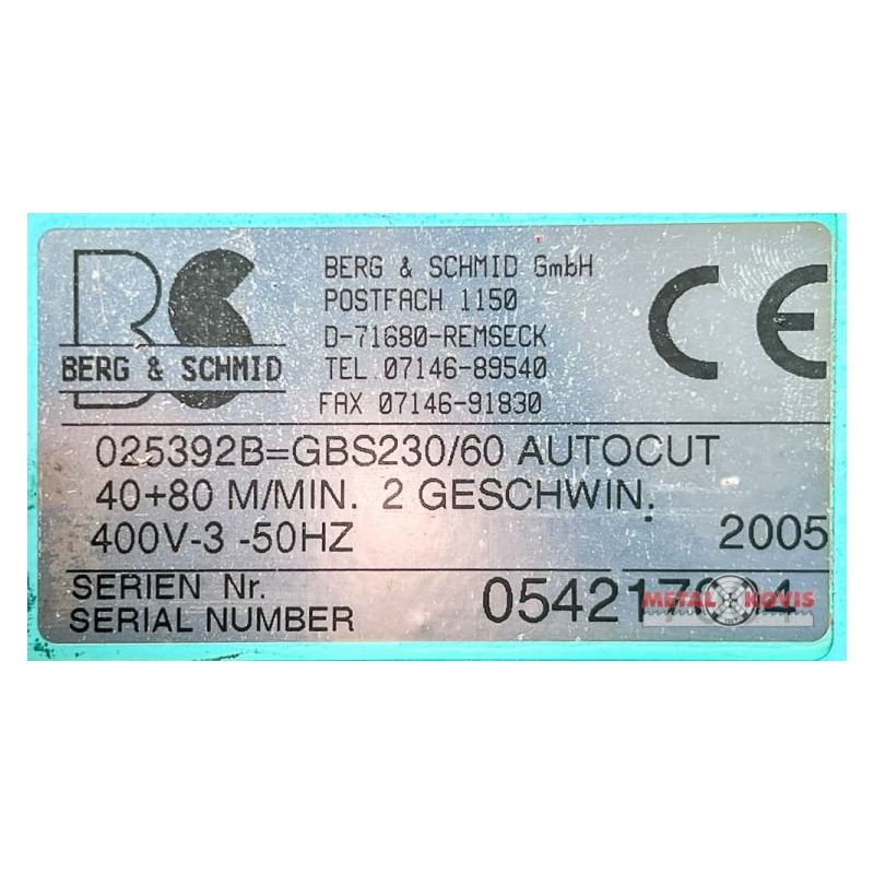 Tračna pila za metal GBS 230-60 Eco Autocut, Berg & Schmid Cijena