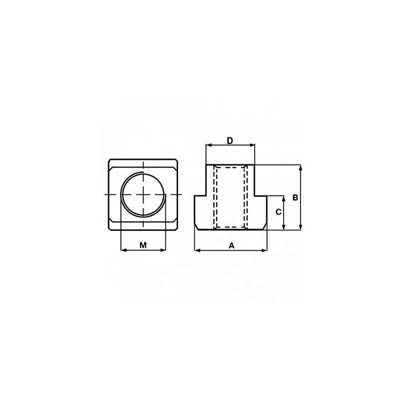 Nut for T-slot M16 mm, D=19,7 mm Price