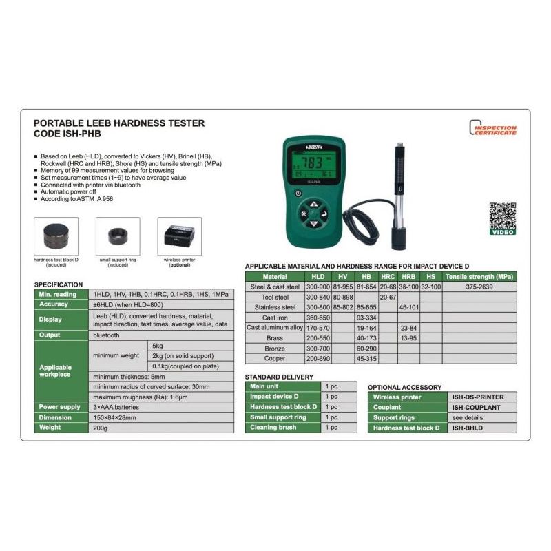 Uređaj za ispitivanje tvrdoće ISH-R150, Bluetooth, Insize Cijena