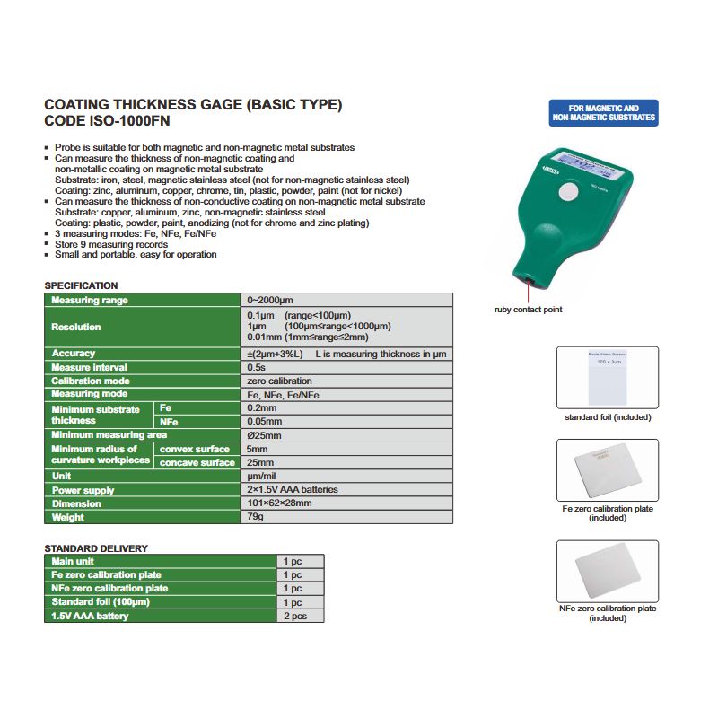 Uređaj za mjerenje debljine presvlake ISO-1000FN, Insize Cijena