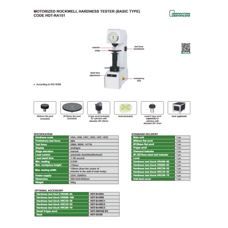 Uređaj za ispitivanje tvrdoće - automatski, HDT-RA151, Insize Cijena