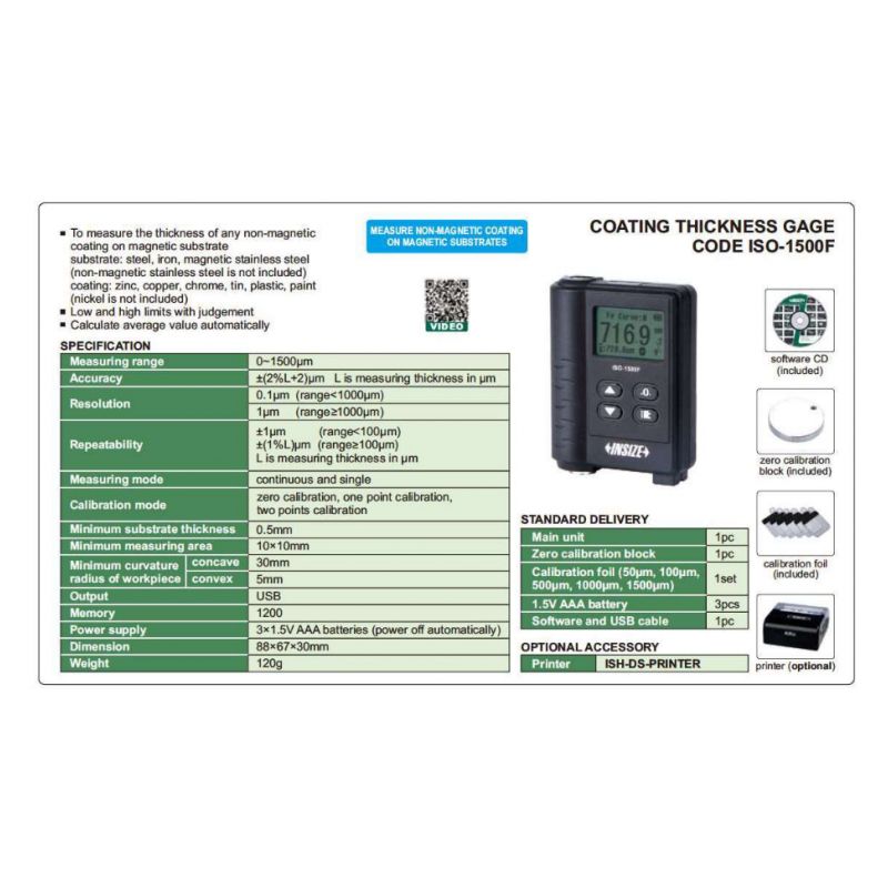 Uređaj za mjerenje debljine presvlake, ISO-1500F, Insize Cijena