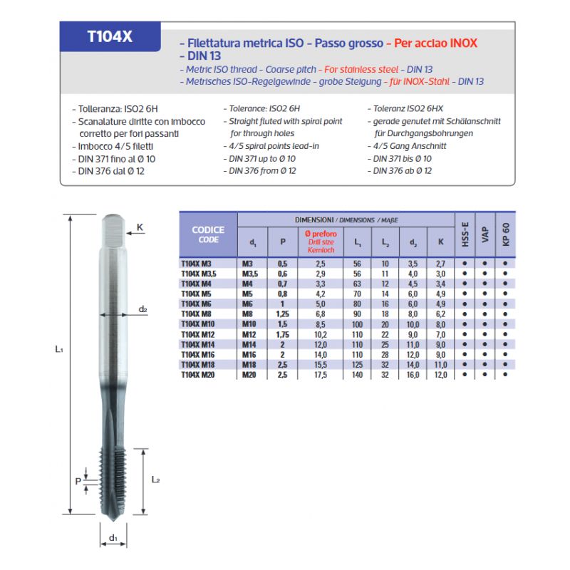 Strojni ureznik T104X, M14, KP60, BFT Burzoni Cijena