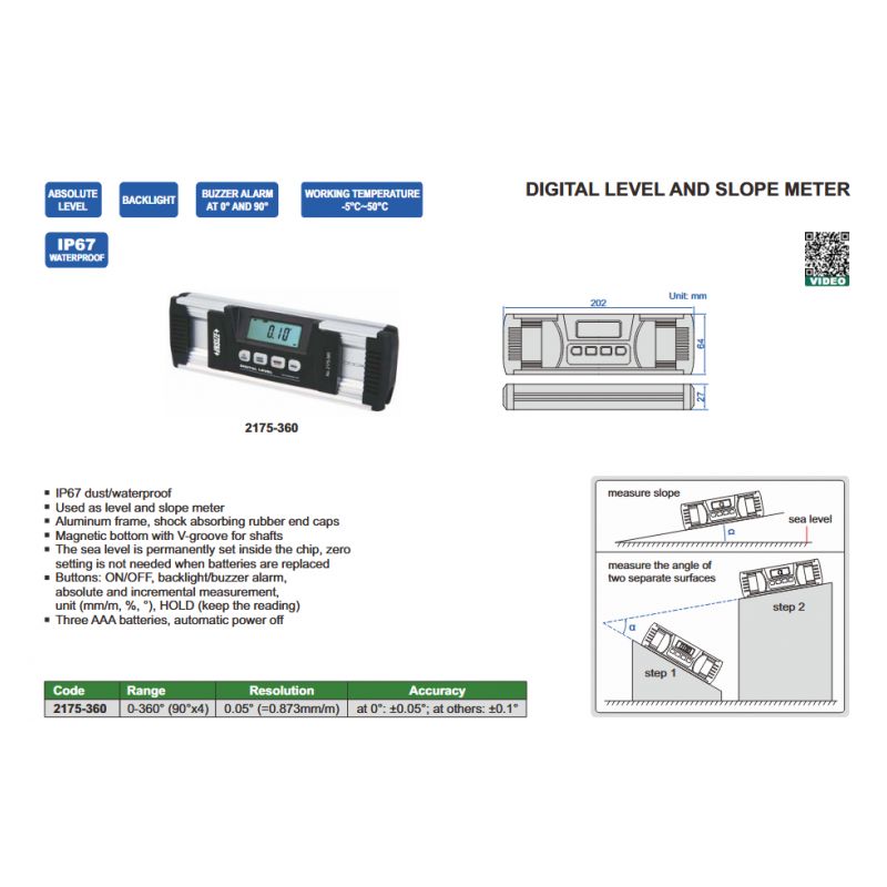Vaga digitalna i kutomjer 0-360° (90°x4), Insize Cijena