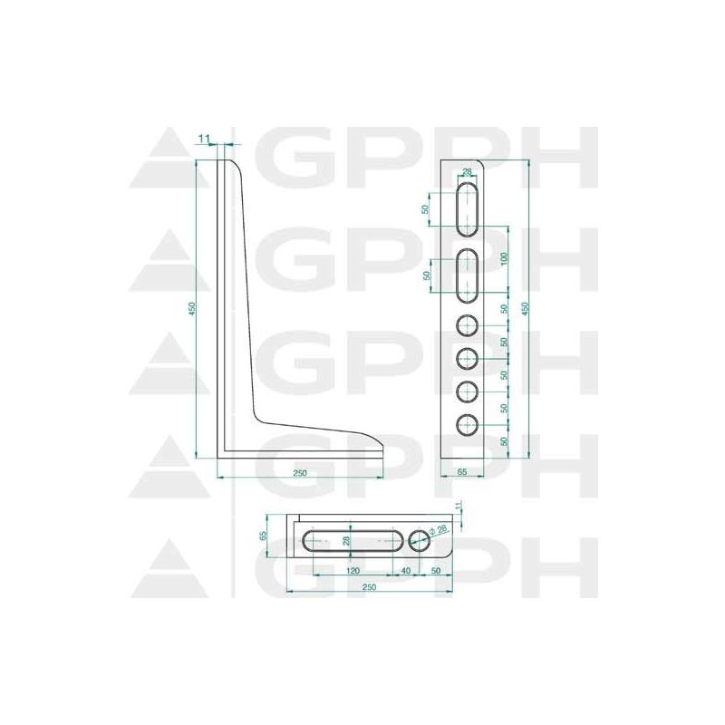 Vertikalni kutnik 450x250 mm, Ø28 mm, PLUS, GPPH Cijena