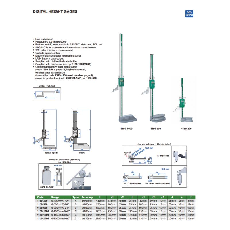 Visinomjer - digitalni, 0-1000 mm Cijena