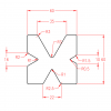 Donji alat za savijanje 20.09, 60°, L=835 mm, 60x60 mm